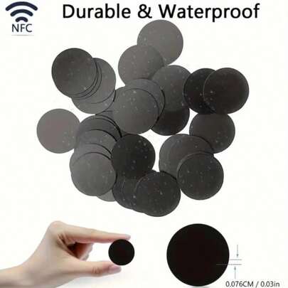 12/24/36PCS [Programmable NFC Coin] 215 Black NTAG 215 NFC Coin Cards | 25mm Round Waterproof PVC NFC Tags, 504 Bytes Memory, Fully Programmable, Compatible With All NFC Enabled Mobile Phones & Devices, For Smart Home Products & Attendance Cards