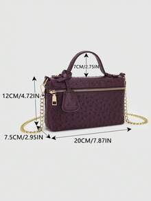 1pc PU Stone/Ostrich/Snake Grain Minimalist Elegant Women Small Handbag/Makeup Bag