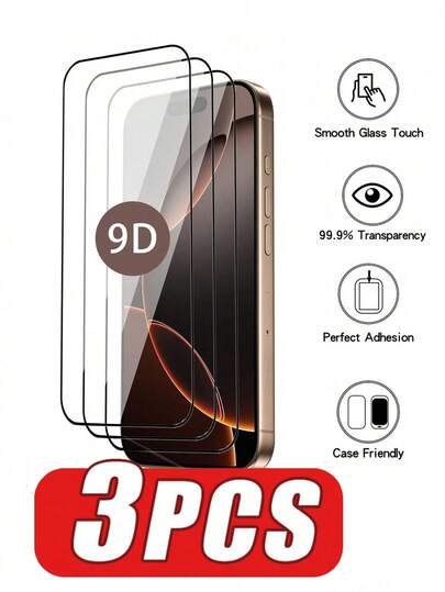 3piecesfullcoverageHDantiscratchanddustprooftemperedglassscreenprotectorcompatiblewithiPhone17Promax/17/17Pro/17Air/16Promax/16/16plus/16Pro/15Promax/15/15Pro/15plus/14/13/12/ 11/XS/6/7/8 Plus/Se2/Se3 Birthday, Family, Friends Gift Mobile Phone Screen Protector, Mobile Phone Accessories Waterproof, Shockproof, Drop-Proof, Anti-Fingerprint