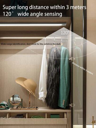 1pc 10cm/3.94in, 20cm/7.87in, 30cm/11.81in, 50cm/19.69in LED Rechargeable Eye Care Bureau Lamp, Wireless Motion Sensor Cabinet Light, Reading Under Magnetic Strip Bookshelf Bedroom/Storage Room Night Portable held USB Lamp view 8