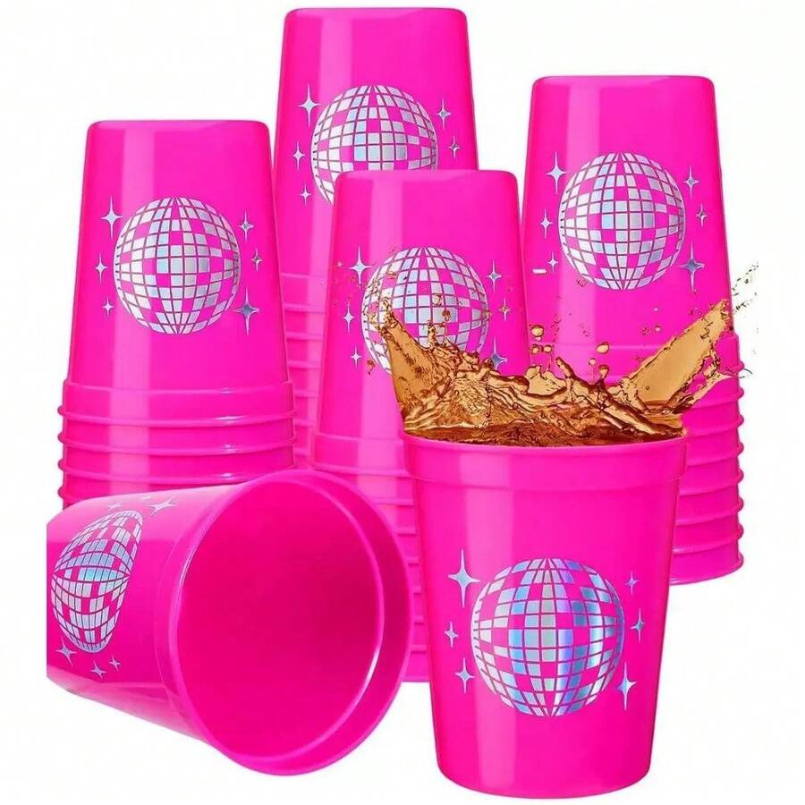 [12pcs] Single Party Plastic Disco Cup, Reusable Party Drinking Cup - Disco Party Cup - View 1