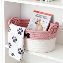 Small Woven Storage Basket, Cute Pet Toy Basket, Desktop Decor Storage Basket, Home Organizer Box, Mini Storage Basket For Entryway, Cosmetics, Keys, Pet Snacks And Toys, Kids Room Clutter And Toy Storage