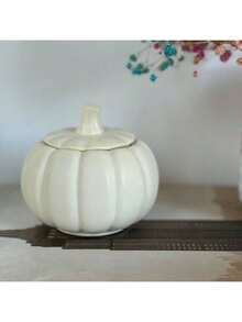 1 Large Pumpkin-Shaped Jar Candle (Craft Pumpkin) – Valentine's Day Decoration, Ramadan Decoration, Autumn Gift Decoration, Autumn Ornament, Warm Home Decor, Pumpkin Scented Aromatherapy Plaster Doll Blank, Storage DIY Handicraft (Candle Materials And Wick Not Included; Make Your Own With Purchased Supplies). - Multicolor - View 6