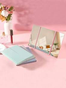 1个三折方形折叠镜，新款极简超薄折叠化妆镜，防摔桌面梳妆镜，家用便携式化妆镜，宿舍、卧室适用，送给朋友、家人、女朋友的礼物，母亲节礼物，价格实惠，圣诞礼物，化妆品，化妆工具，便宜好物，礼物，女士礼物，圣诞礼物，赠品，旅行必备 - 彩色 - 查看 5