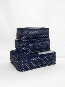 1/6pcs Travel Organizer Set - Foldable Luggage Organizer Bags, Large Capacity Waterproof Packing Cubes, Shoe Bags, Drawstring Bags, Toiletry Bags, Lingerie Bags, Cosmetic Bags, Organizer Pouches To Easily Organize Clothes, Suitable For Pens, Eyeshadow Brushes, Sanitary Pads, Lipsticks, Makeup Brushes, Eyeliners, Lip Glosses, Skincare, Toothbrush Holders, Soaps, Shampoos, Combs, Watches, Phones, Necklaces, Jewelry, And Electronics - Blue Spots - View 10