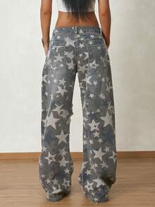 Women's Casual Retro Loose Fit Barrel Leg Jeans Spring - Grey - View 3