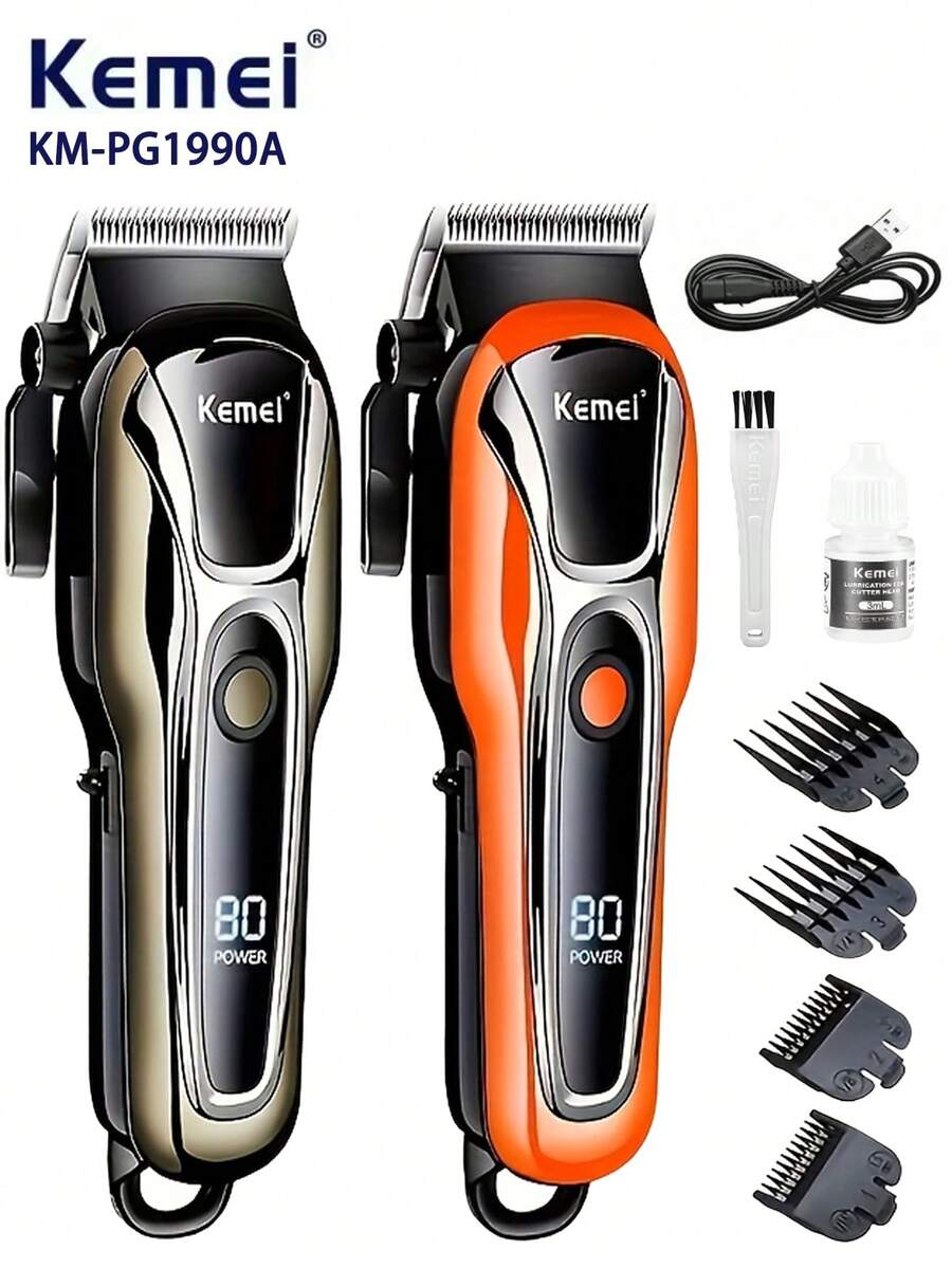 Kemei KM-PG1990A 电动理发器，男士理发器，适用于理发店或家庭使用，USB充电式理发器，旅行及日常使用理发器，适合专业理发师和造型师使用