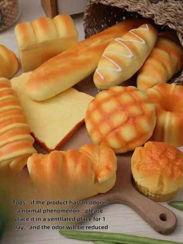 1 Soft Simulated Bread Stress Relief Toy Designed For Bread Lovers And Stress-Relief Moments Squeezable And Playable With Slow Rebound Cute Stress Relief Soft Toy Simulated Food Bread, Cake Features Bread Aroma Taba Soft Rubber Toy