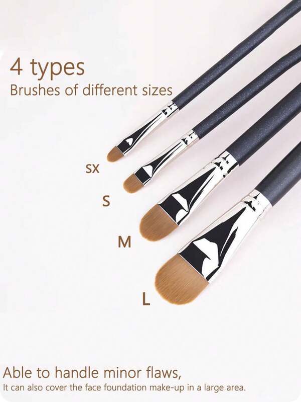 2/4 piezas Brocha profesional de maquillaje para corrector y base, con mango de plástico ABS, herramienta de maquillaje facial adecuada para piel normal, diseño de brocha suave y cerdas duraderas