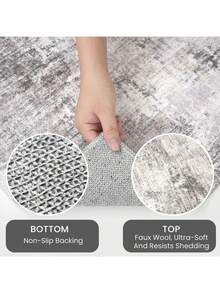 1PC Round Area Rug 3 Ft Circle Entryway Rugs Round Washable Door Mat Indoor Entrance, Non Slip Circle Front Door Rug, Printed Abstract Faux Wool Floor Carpet For Foyer Porch Sink, Grey Beige