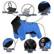 Dog Clothes, Pet Four-Legged Cotton-Padded Coat, Thickened And Warm, Small Dog Windproof And Waterproof, Teddy, Poodle, Adjustable Dog Clothing