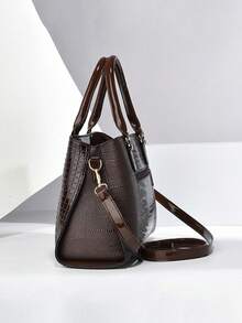 Set 3 Tas Tangan Wanita Kulit PU, Tas Tote Fashion Elegan dengan Dompet Koin dan Tempat Kartu, Tas Bahu Multifungsi Kapasitas Besar, Desain Bergaya dan Unik, Tersedia Berbagai Warna - Kopi - View 3