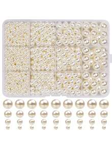 Pearl Beads Kit, Multiple Sizes Round Imitation Pearls Beads Kit For Jewelry Making, DIY Bracelet Earrings Necklaces Crafts, Friendship Birthday Gifts