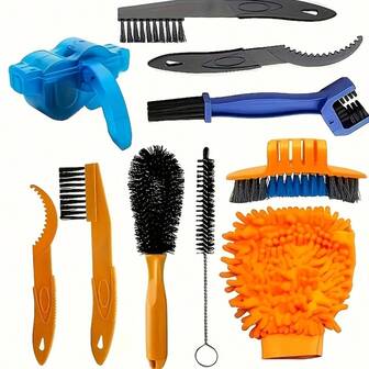4/6/8pcs Bicycle Chain Cleaner Tool Kit Multi Function Drivetrain Scrubber Cycling Maintenance Gear Quick Cleaning Brush Set For Bike Chain Cassette Derailleur Home Workshop Upkeep