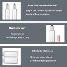 AGENIZ - 50 botellas de vidrio transparente para aceite esencial, botellas enrollables de 5 ml con bolas de acero inoxidable, botella enrollable recargable (transparente, 5 ml) - 1 - Ver 5
