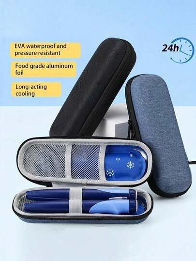 حقيبة عازلة محمولة لتبريد الأنسولين - حزمة ثلج بارد صندوق تبريد بدني خفيف الوزن مع سحاب بسيط، حقيبة سفر للسكري، حقيبة طوارئ للسفر، حقيبة طبية للطوارئ، حقيبة تبريد محمولة للأنسولين وأجهزة قياس نسبة السكر في الدم، ملحقات سفر للشاطئ والسيارة والسفر الصيفي الضروري