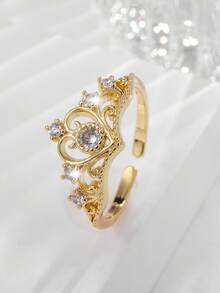 1pc Fashionable Hollow-Out Heart Ring For Women's Daily Wear