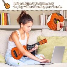 1pc Beginner's Ukulele Guitar Ideal For Classical Music Beginners Portable Four-String Guitar With Pick Included Perfect For Practice And Performance Essential For Family Leisure And Entertainment Top Choice For Musical Gifts Playable Ukulele Toy Christmas And New Year Gift