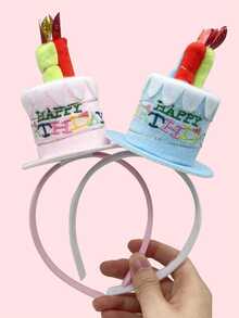 1pc Children's Birthday Princess Candle Cake Hair Hoop Headband Happy Birthday Party Prop Headpiece, Suitable For Birthday Parties