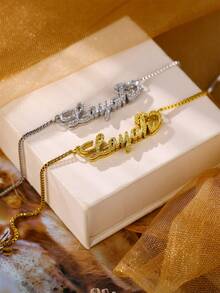 Custom Shiny Frosted Name Necklace Women Girl Charm Personalized Stainless Steel Half Wrap Love Letter Necklace Couple Pendant Family Jewelry Birthday Holiday Gift Christmas Gift For Her