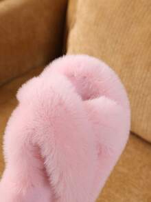 1 双冬季毛绒内衬拖鞋，适合冬季上学季节的时尚拖鞋，柔软舒适的冬季鞋 - 粉色 - 查看 5