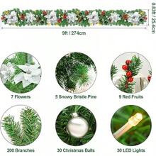 Corona de Navidad, Corona de Navidad Iluminada con 30 Luces LED de 2.7 Metros, Decoraciones de Navidad para Escaleras, Chimenea, Puerta, Árbol de Navidad, Jardín, Regalos - Verde - Ver 7