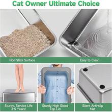 Paquete de 2 cajas de para gatos de acero inoxidable con tapa, XL extragrande para gatos grandes, 24 pulgadas de largox 16 pulgadas de anchox 12 pulgadas de alto, caja de de metal de - Gris oscuro y gris claro - Ver 7