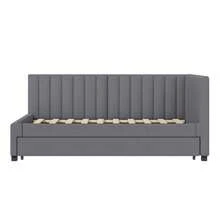 Polsterbett Sofa Bed 90*200 Multifunctional Bed With Lattice Storage Pleasant To The Touch Velvet Fabric Beige - Grey + Upholstered + 90cm*200cm - View 5