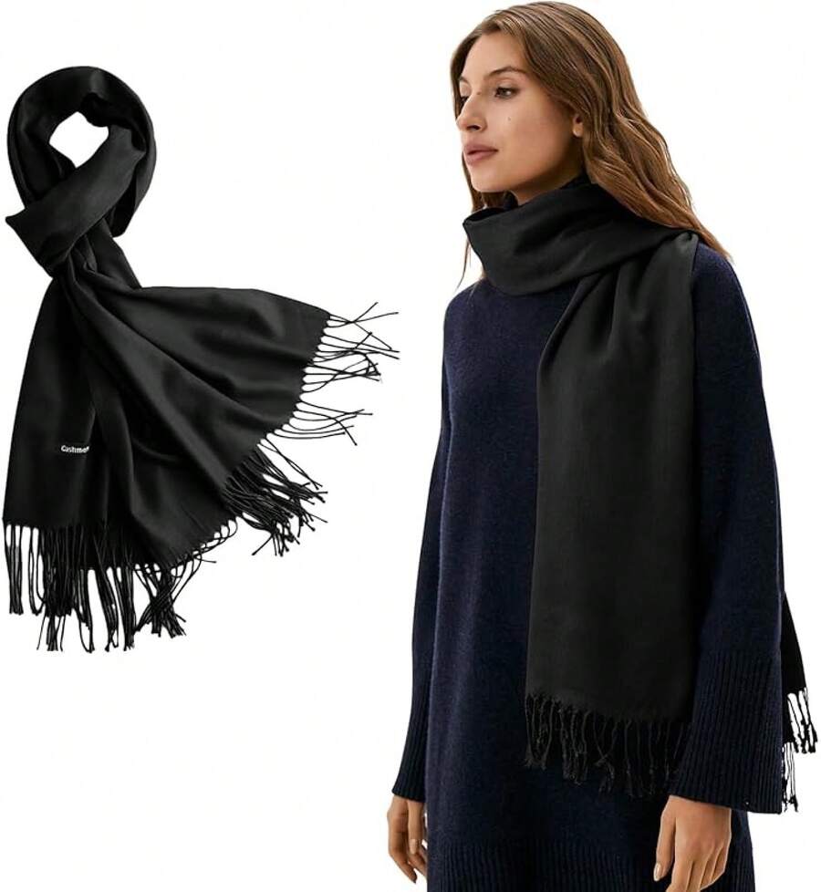 Bufanda Grande para Mujer, Chal de Pashmina Suave, Moda y Elegancia, 200 * 70cm - Negro - Ver 1