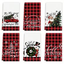 6 件/套 14.17 英寸 X 24.01 英寸圣诞主题手巾，充满节日气氛的圣诞手巾，6 件套，图案丰富 - 彩色 - 查看 9