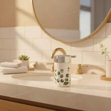 Juego de baño con estampado vegetal 5 piezas multifuncional organización duradero limpieza hogar baño familias - Verde menta 3 - Ver 1