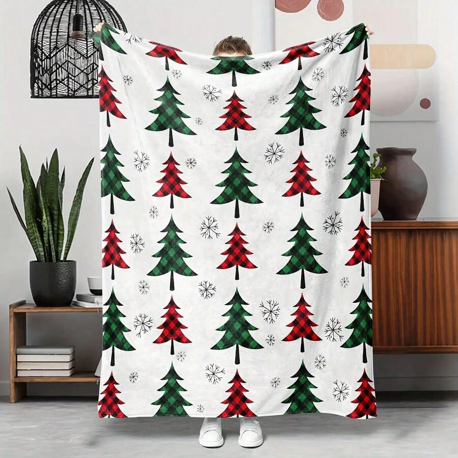 Country-Rustic Style Flannel Throw Blanket –, Tear Resistant, All-Season Bohemian Tree Print – Soft Warm Cozy Sofa, Bed, Office Blanket – Napping, Travel, Pet Use – Holiday – Washable280gsm Room Decor Home Essentials Decor Bedroom