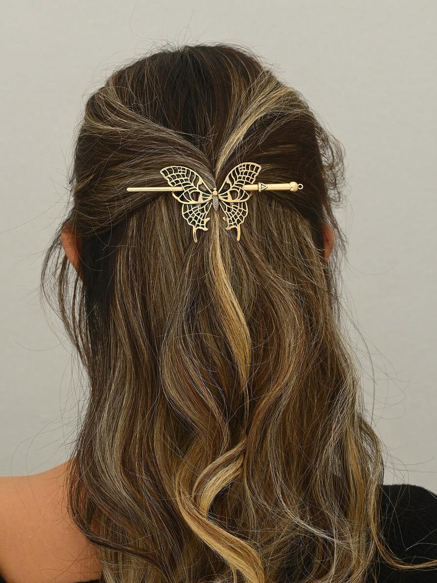 Nuovo accessorio per capelli fatto a mano, vintage, con farfalla cava e fiore, fermaglio per capelli, spilla per capelli da sposa, accessorio per chignon, fermagli per capelli