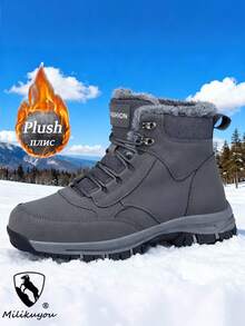 Winter Thick Plush Lined Men's Snow Boots, High-Quality Anti Slip Men's Hiking Boots, 2025 New Plus Size Shoes, Durable Anti Slip Hiking Shoes, Combat Training Boots, Men's Autumn And Winter Boots, Men's Outdoor Hiking Shoes, Sports And Leisure Shoes, Long Boots, Black Boots, Gray Boots, Sand Boots, Brown Boots, Men's Cycling Boots, Suitable For Cold Weather In Autumn And Winter, Sizes 39-47 (Irregular Pattern)