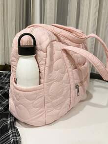 1 New Heart-Shaped Embroidered Women's Handbag, Large Capacity Shoulder Bag, Commuting Bag, Fitness Bag, Travel Bag, College Student Backpack. - Multicolor - View 4