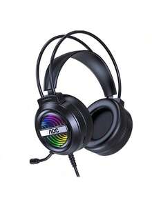 AOC GH120 Gaming Headset With Virtual 7.1 Surround Sound, RGB Lighting, Retractable Noise-Canceling Microphone, Breathable Protein Leather Earmuffs, Plug-And-Play, And Online Gaming Audio (Black)