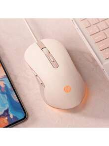 HP M280 Wired Gaming Mouse With Customizable RGB Lighting, High-Precision Optical Tracking, Non-Slip Matte Grip, Plug-And-Play USB, Universal Gaming Peripheral, Pink, Quiet - Pink Mute - View 2