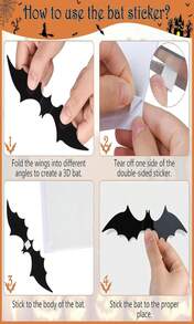 ZYFLSQ 120 Pcs Bats Wall Decor Halloween Decorations, 3D Bat Stickers For Home Decor 4 Size Scary Black Spooky Bats Party Supplies