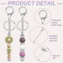 15/30/60 Stücke Perlenbare Schlüsselanhänger Stangen, wiederverschließbare Beutel und Dankeskarten Set beinhaltet 5/10/20 Perlen Schlüsselanhänger, 5/10/20 Verpackungsbeutel, 5/10/20 Dankeskarten für DIY Anhänger Handwerkskunst Schmuck