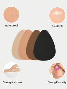 2 cặp băng dán nâng ngực vô hình, màu da/cà phê/đen, phù hợp với cỡ cúp B-E, băng dán ngực không lưng có thể tái sử dụng cho phụ nữ ngực lớn, trang phục cô dâu. - Nhiều màu - Xem 6