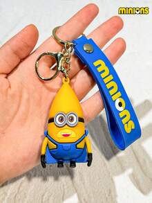 Minions 1pc Minions Cute Cartoon Design PVC Material Minions Doll Shape Round Pendant Multifunctional Keychain Suitable For Bag Decoration Key Pendant Creative Gift Birthday Party Giveaway