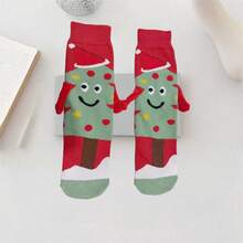 1 Paio/2 Paia di Calze Natalizie Divertenti per Feste e Foto, Calze Magnetiche per Mani, Calze Invernali/Autunnali alla Caviglia, Calze Natalizie a Cartoni Animati, Taglia Unica, Donna