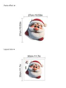 1 Stück mehrteiliger PVC Wandaufkleber, Klassische Weihnachtsserie 3D Plüsch-Weihnachtsmann, Weihnachtsmann, Schneemann, Kamin Dekorationen, geeignet für Schlafzimmer, Wohnzimmer, Arbeitszimmer, Esszimmer, Badezimmer, Heim Wanddekoration, Raumdekoration