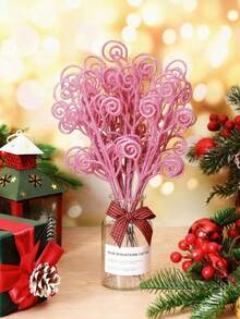 MEHELANY 20/10Pcs Christmas Tree Picks Sprays Candy Shape Curl Sticks Spray Branches Glitter Artificial Stem Picks, Christmas Tree Stem Ornaments For DIY Crafts Garland Christmas Home Decor Wedding Wreath Decoration Vase Filler Christmas Decorations Room Decor