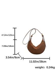 Suede Crescent Crossbody Shoulder Bag For Women, Vintage Hobo Purse