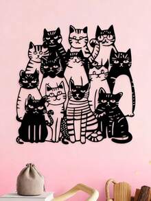 Whimsical Cat Metal Wall Art - Perfect Gift For Cat Lovers, Ideal For Housewarming, Thanksgiving & Christmas Decor