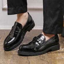 Classic Crocodile Patterned Loafers, Business Casual Bean Shoes, Business Formal Shoes, Party, Wedding, Dance And Work Shoes - 黑色 - 查看 10