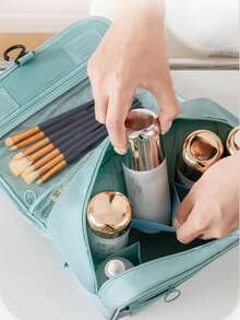 1 Piece New Fashionable And Cute Travel Toiletry Bag, Cosmetic Storage Bag, Hanging Cosmetic Bag, Bathroom Accessories, Portable Cosmetic Storage Bag, Multi-Functional Wet And Dry Separation Folding Waterproof Large Capacity Storage Bag, Portable Folding Storage Bag For Men And Women, Suitable For Travel, Business Trip, Vacation, Camping, Dormitory, Gym. Makeup Bag, Makeup Organizer, Makeup Storage Bag, Back To School Supplies