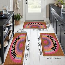 1pc Rainbow Pattern Printed Faux Wool TPR Bottom Doormat, Bathroom Mat, Kitchen Mat, Laundry Room Mat, Holiday Decor, Home Decor, Party Decor, Wedding Decor, Dining Decor - Multicolor - View 9