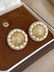 1 Paar Ohrstecker mit Kunstperlen für Frauen, elegante goldene Ohrstecker für täglichen Gebrauch, Party-Schmuck, Halloween, Weihnachtsgeschenke